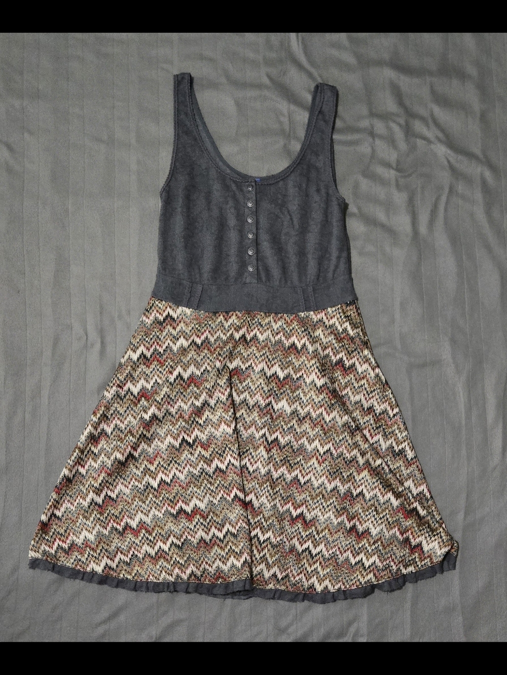 Free People Gray Metallic Chevron Knit Fit & Flare Dress Size 10